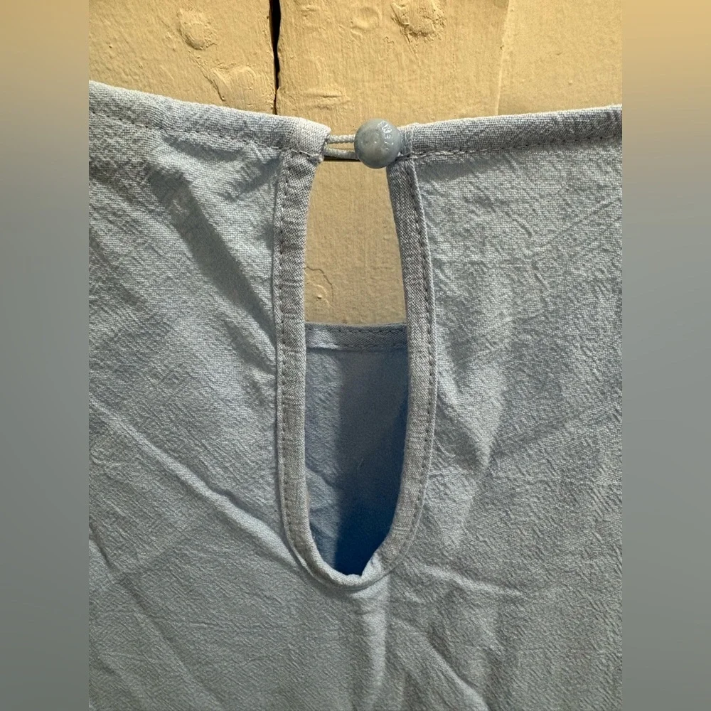 NWT SHEIN Curve 4XL Light Blue Tiered Puff-Sleeve Cotton Dress - Picture 3 of 9